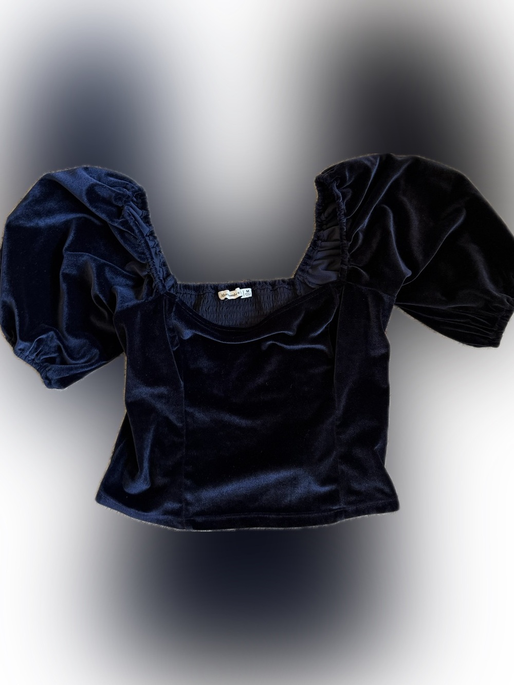 Abercrombie & Fitch Velvet Puff Sleeve Top - Size M cropped